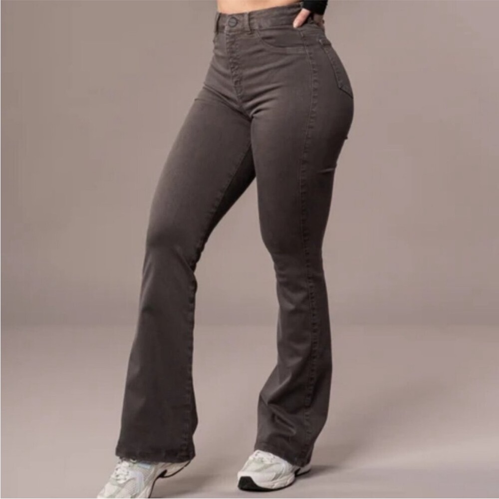 FITJEANS Charcoal Grey Boot Flare Pants